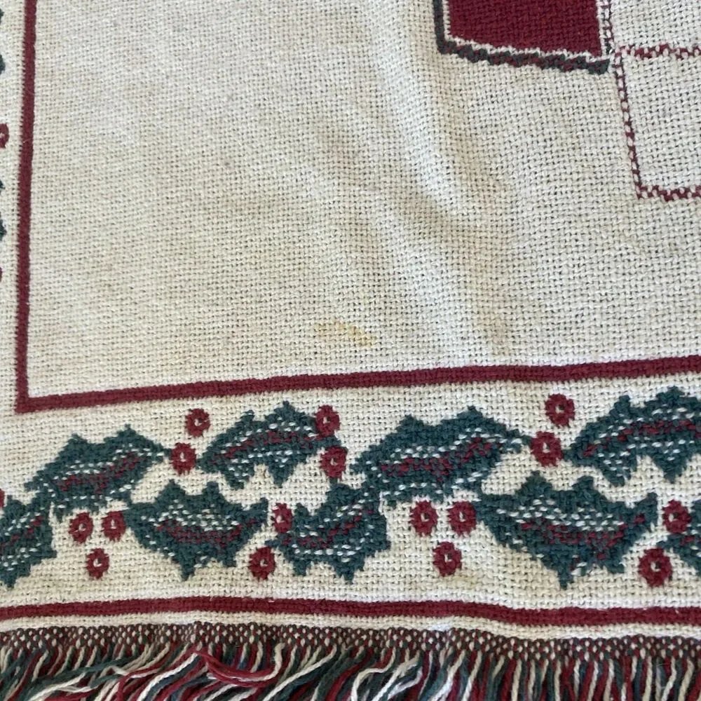 Reversible Christmas Tree 44” x 62” Tapestry Afghan Throw Blanket w/1.5